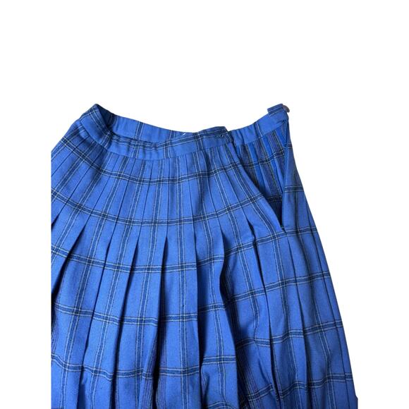 Vintage Pendleton wool pleated windowpane maxi skirt unlined size 6 - Picture 5 of 7
